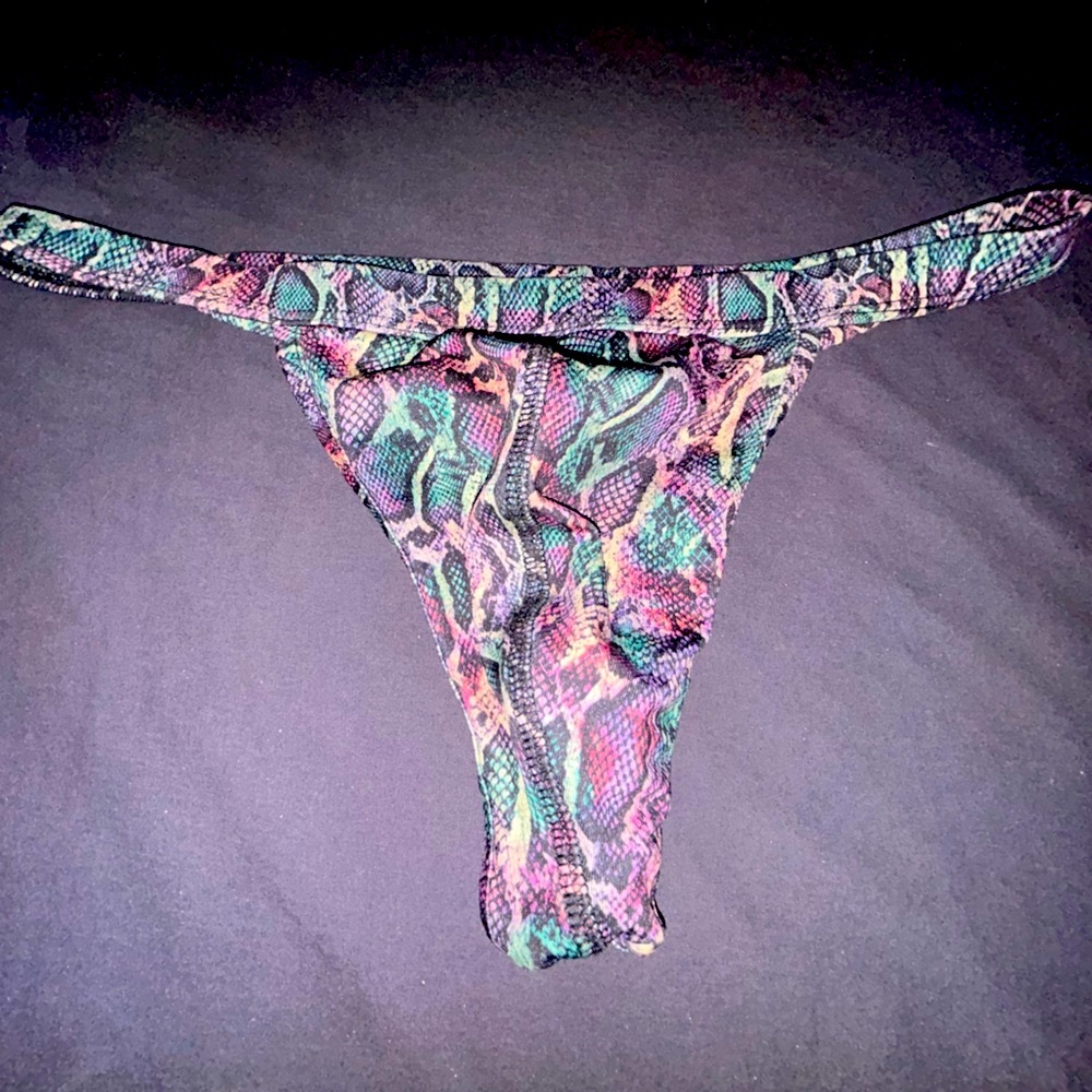 Multicolor Snakeskin Print Thong